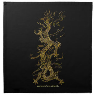Gold on Black Year of the Dragon Dining Napkins