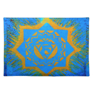 gold on blue tantric symbol placemat
