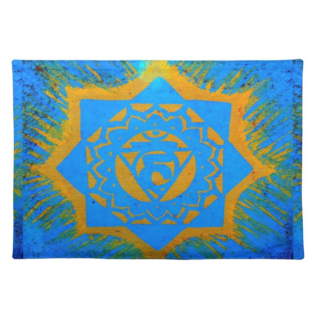 gold on blue tantric symbol placemat (Front)