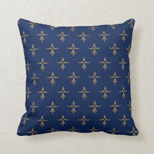 Gold on Blue Throw Pillow
