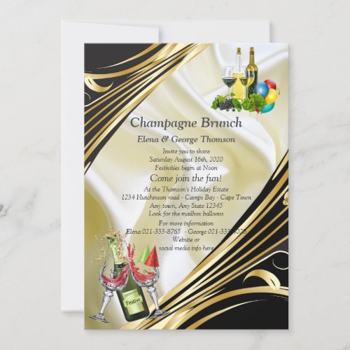 Gold on Champagne Silk Brunch Announcements