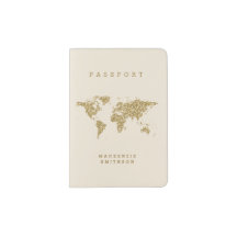 Gold on Cream World Map Personalized