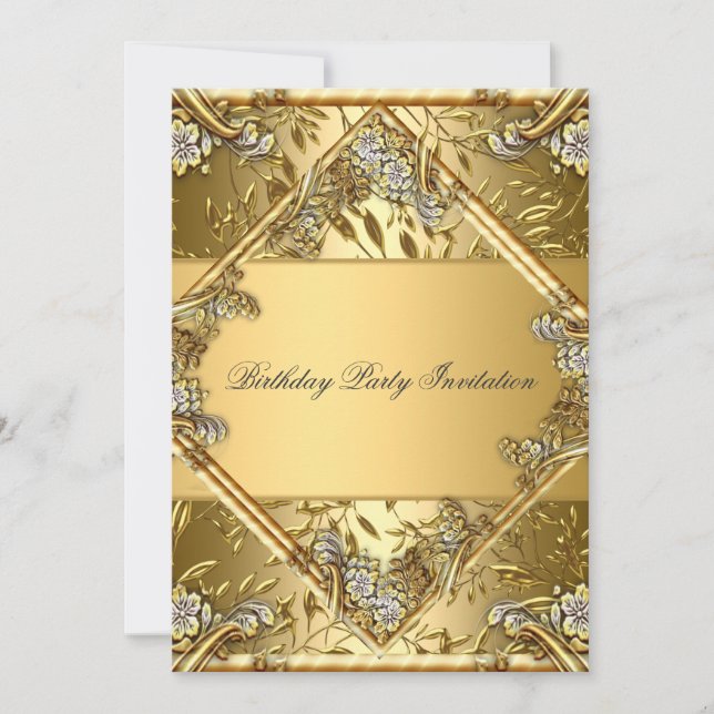 Gold on Gold 2 Any Party Invitation (Front)