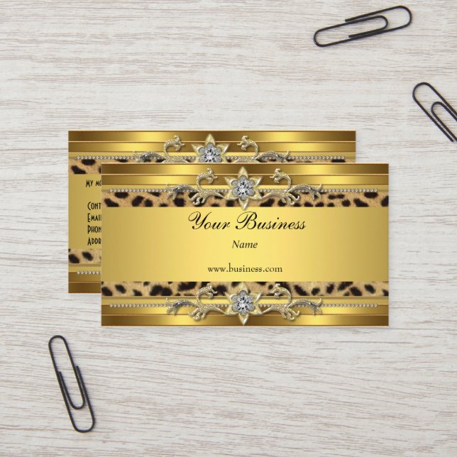 Gold On Gold Black Elegant Classy Jewel Business Card (Front/Back In Situ)