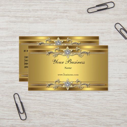 Gold On Gold Black Elegant Classy Jewel Business Card Template