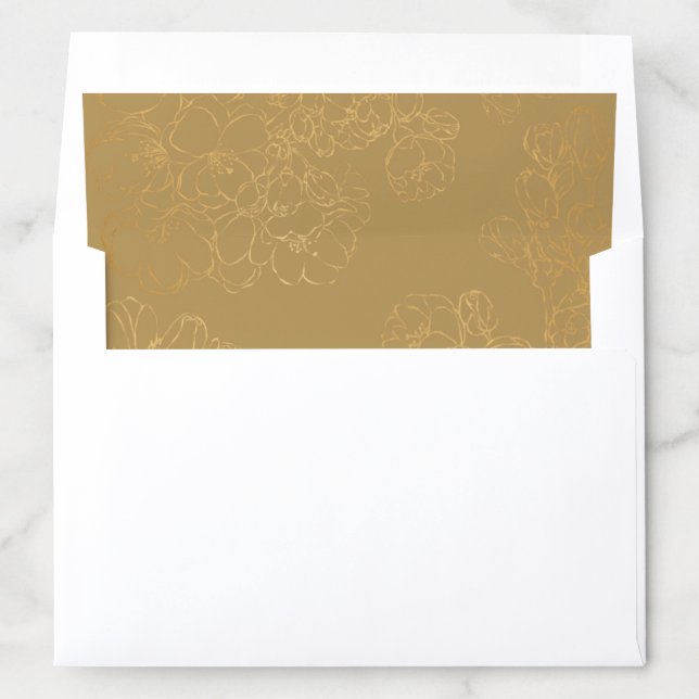 Gold  on Gold delicate floral  Envelope Liner (In Envelope)