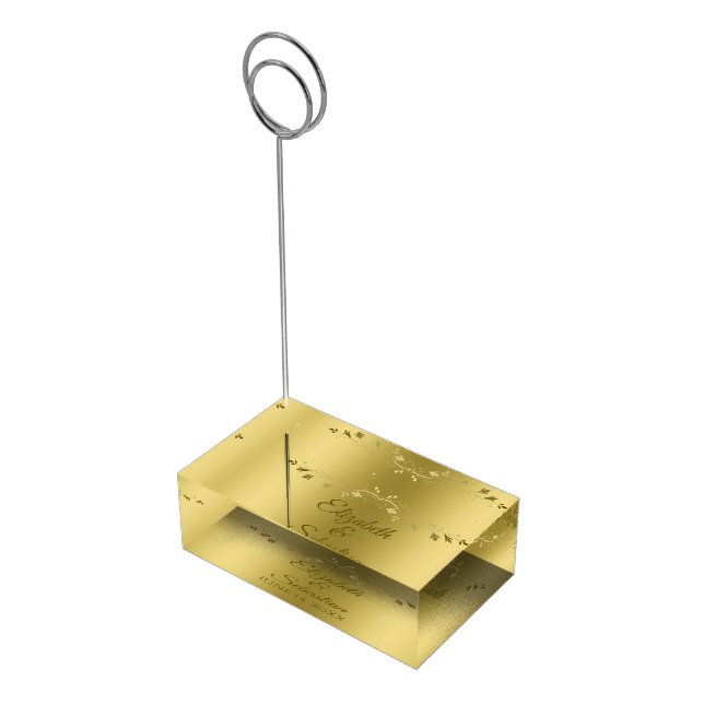 Gold on Gold Elegant Gradient Wedding Table Place Card Holder (Corner)