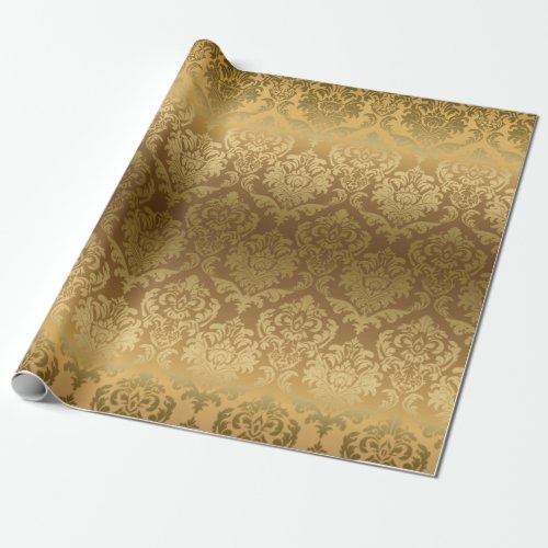 Gold On gold floral damasks pattern Wrapping Paper