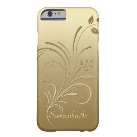 Gold On Gold Floral Swirls Monogram Barely There Iphone 6 Case