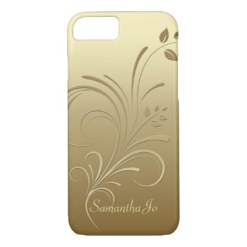 Gold On Gold Floral Swirls Monogram Iphone 7 Case by Case_by_Case at Zazzle