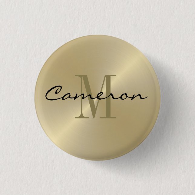 Gold On Gold Initial and Name Personalized Button (Front)