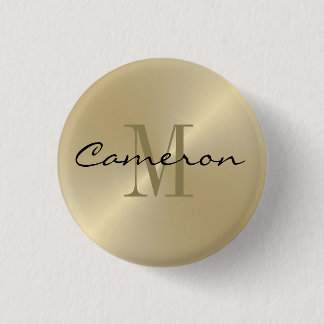 Gold On Gold Initial and Name Personalized Button