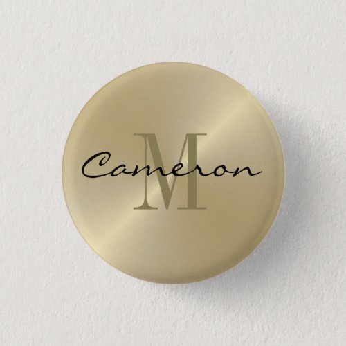 Gold On Gold Initial and Name Personalized Button