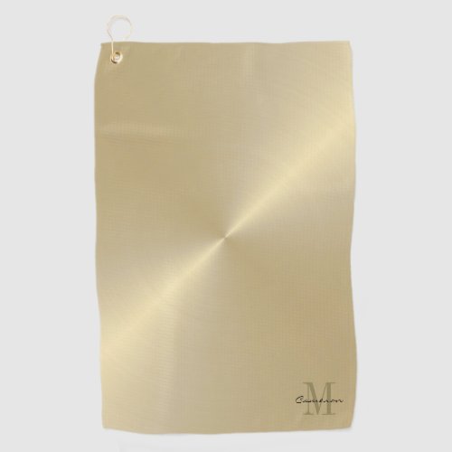 Gold On Gold Initial and Name Personalized Golf Towel