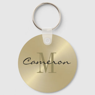 Gold On Gold Initial and Name Personalized Keychain