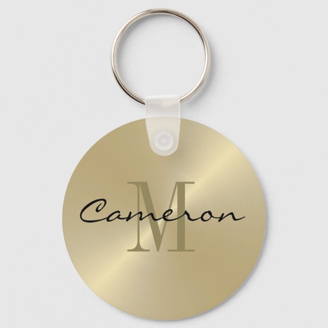 Gold On Gold Initial and Name Personalized Keychain (Front)