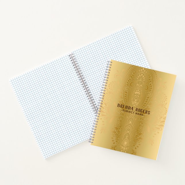 Gold On Gold Paisley Background Notebook (Inside)