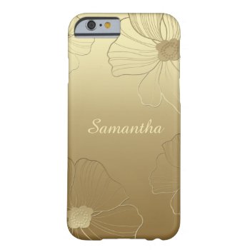 Gold On Gold Sketched Flowers Monogram Iphone 6 Barely There Iphone 6 Case by Case_by_Case at Zazzle