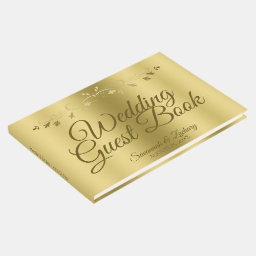 Gold on Gold Vintage Floral Border Wedding Guest Book