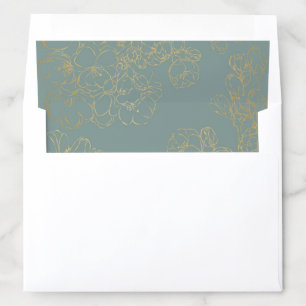 Gold on Green Delicate Botanical envelope Liner