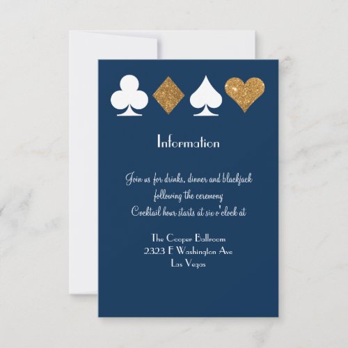 Gold on Navy Blue Las Vegas Wedding Info Insert Invitation