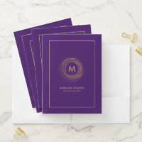 Gold on Purple Glitter Circle Designer Logo