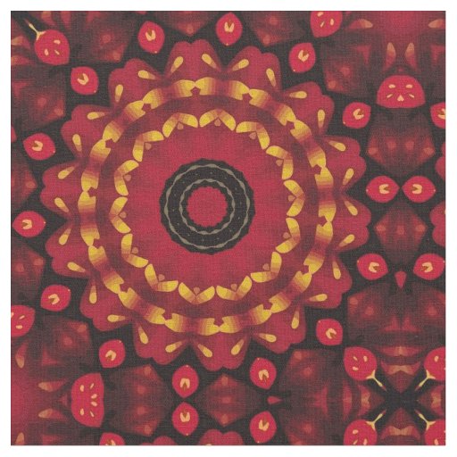 Gold On Red Mandala Fabric