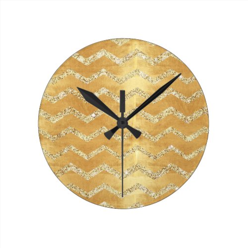 gold,on rustic gold,chevron,zig zag,grunge,trendy, round wall clocks