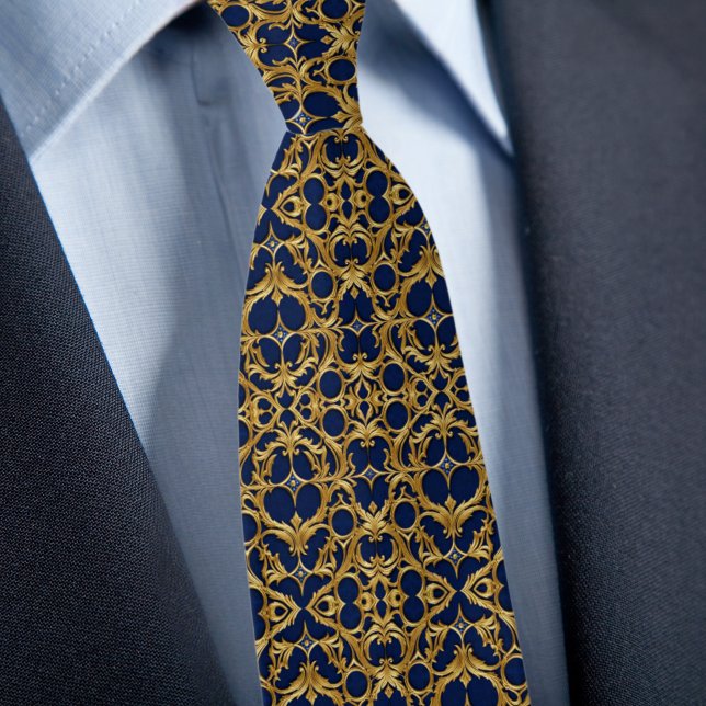 Gold on Saphire Pattern Neck Tie (Creator Uploaded)