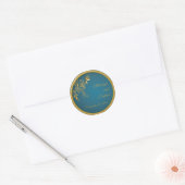 Gold on Teal Monogrammed 1.5" Round Sticker (Envelope)