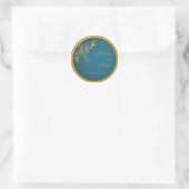 Gold on Teal Monogrammed 1.5" Round Sticker (Bag)