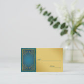 Gold on Teal Placecards (Standing Front)