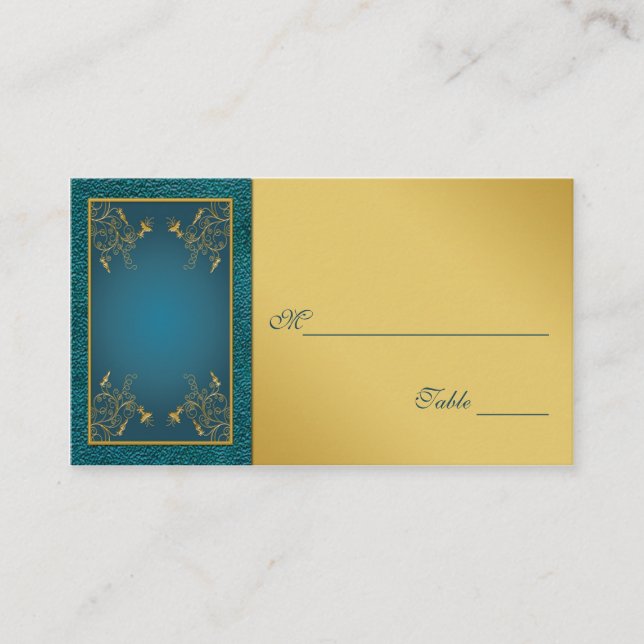 Gold on Teal Placecards (Front)