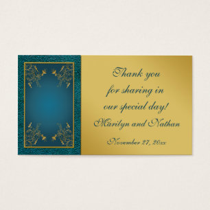 Gold on Teal Wedding Favor Tag