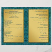 Gold on Teal Wedding Program (Back)