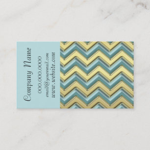 Gold on Turquoise ZigZag  Pattern Business Card