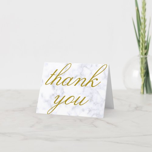 Gold on White and Gray Marble  Custom Thank You Card