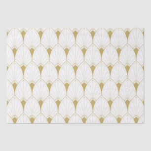 Gold on White Art Deco Geometric Pattern Tissue Paper