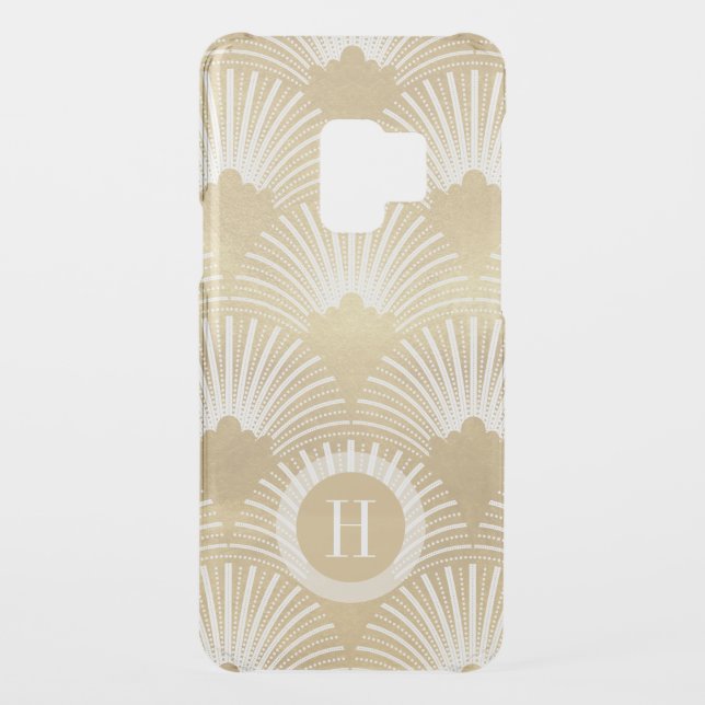 Gold on white art-deco pattern uncommon samsung galaxy case (Back)