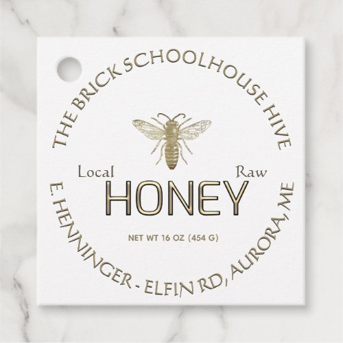 Gold on White Honey Nutrition Facts Queen Bee Tag