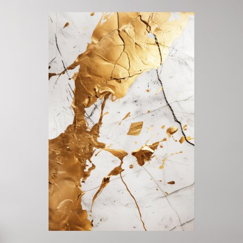 Gold on white marble By Jean_Claude Poster
