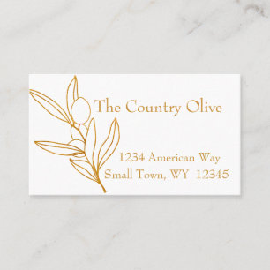 Gold on White Olive Branch Olive Oil Business Card