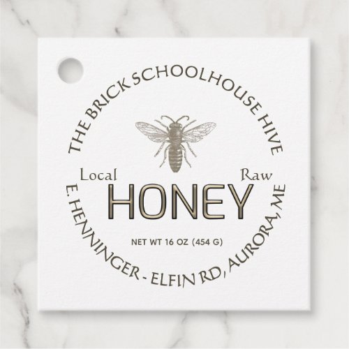 Gold on White or Kraft Honey AND Nutrition Facts   Favor Tags