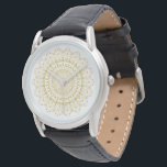 Gold on white ornate mandal pattern watch<br><div class="desc">Gold ornate mandala pattern over white background.
Please get in touch with me if you need a different color combination.</div>