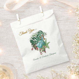 Gold on White Silk with Tropical Splendour Favor Bag