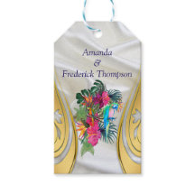 Gold on White Silk with Tropical Splendour