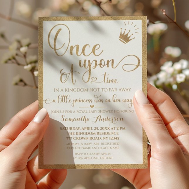 Gold Once Upon A Time Princess Baby Shower Invitation (Creator Uploaded)