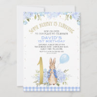 Gold One Blue Floral Peter Rabbit 1st Birthday