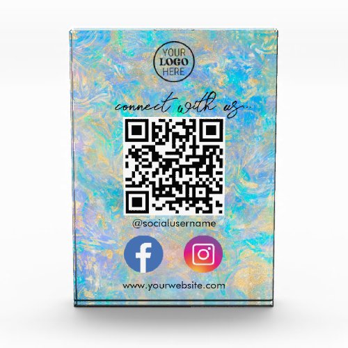 Gold Opal Connect With Us QR Code Social Media Photo Block