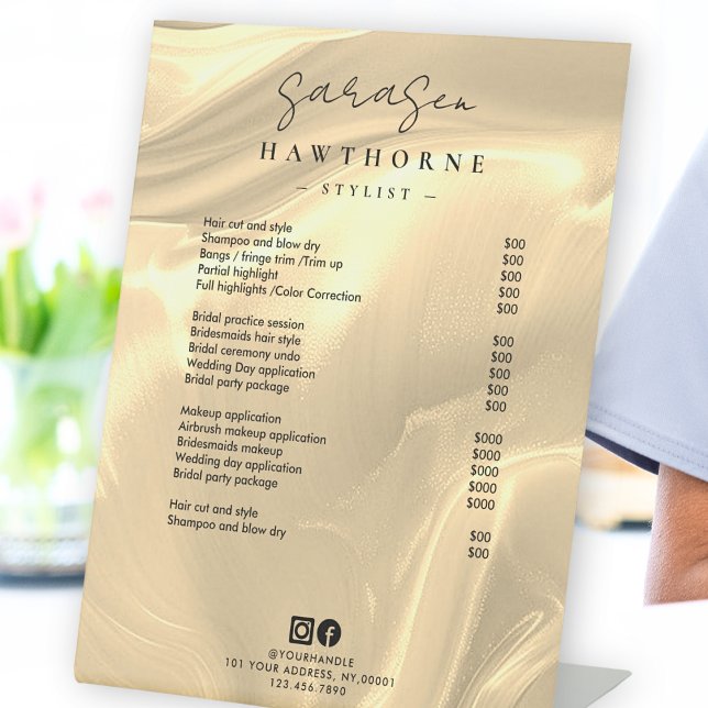 Gold Opal Price List Elegant Luxury Salon  Pedestal Sign (Creator Uploaded)